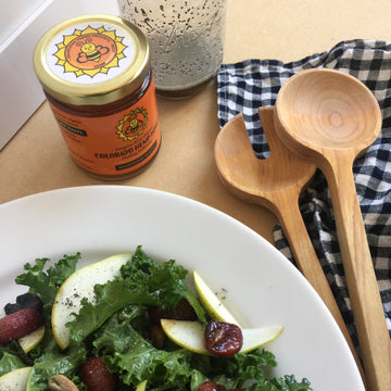 Kale Salad with Roasted Grapes and Honey-Poppy Seed Dressing