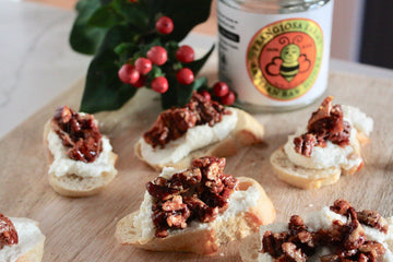 Crostini with Honey Whipped Goat Cheese and Pecans